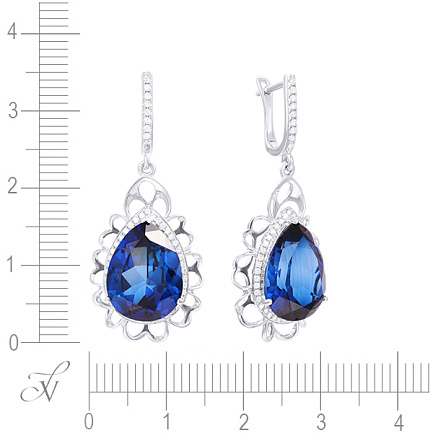 Серьги с английским замком из белого золота с бриллиантами