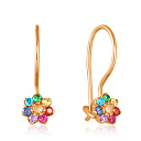 Серьги детские из красного золота с фианитами