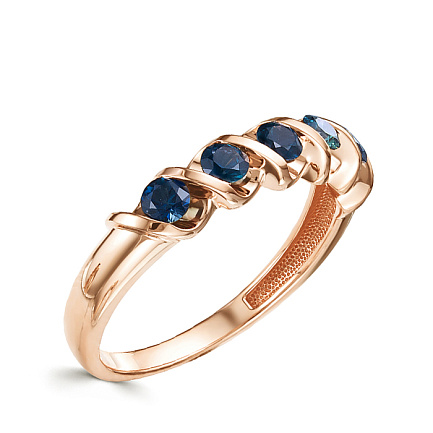 Кольцо из красного золота с сапфирами