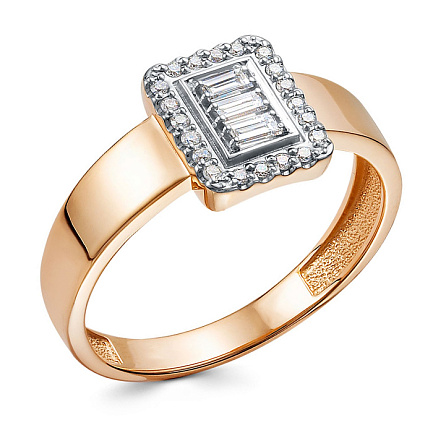 Кольцо из красного золота с бриллиантами