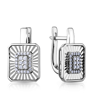 Серьги с английским замком из белого золота с бриллиантами