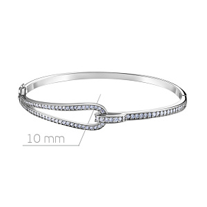 Браслет декоративный из серебра с фианитом