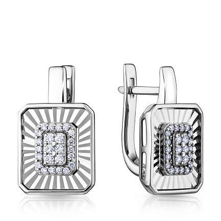 Серьги с английским замком из белого золота с бриллиантами