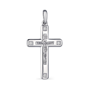 Крест декоративный из серебра с фианитом