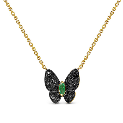 Колье из золота с бриллиантами, изумрудом