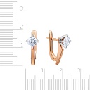 Серьги с английским замком из красного золота с фианитом