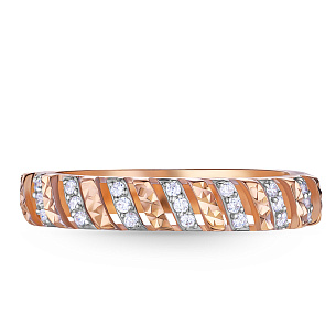 Кольцо из красного золота с фианитом