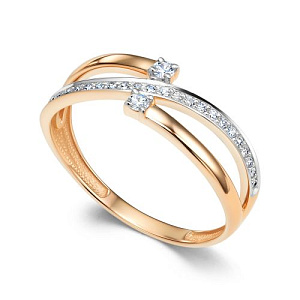 Кольцо из красного золота с бриллиантами