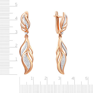 Серьги с английским замком из красного золота с фианитом