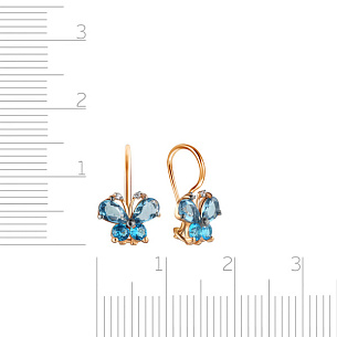 Серьги детские с французским замком из красного золота с фианитом