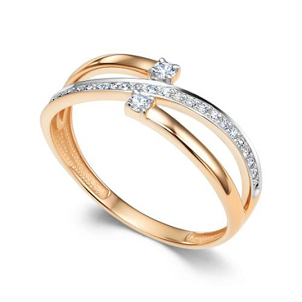 Кольцо из красного золота с бриллиантами