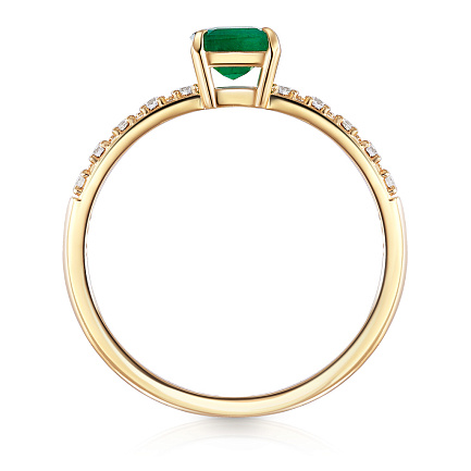 Кольцо из желтого золота с бриллиантами, изумрудом