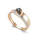 Кольцо из красного золота с бриллиантами, сапфиром