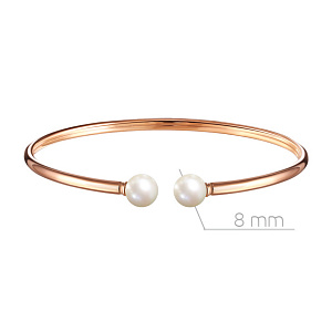 Браслет жесткий из красного золота с жемчугом