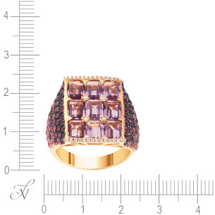 Кольцо из красного золота с аметистом