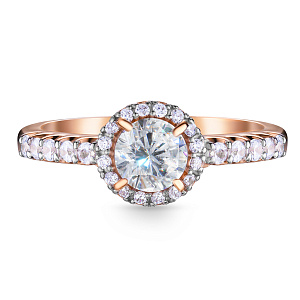 Кольцо из красного золота с фианитом