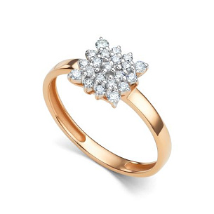 Кольцо из красного золота с бриллиантом