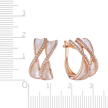 Серьги с английским замком из красного золота с бриллиантами