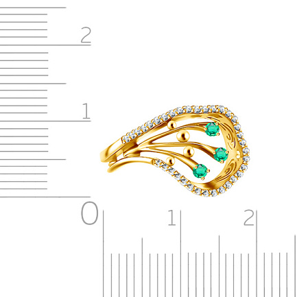 Кольцо с изумрудами из золота