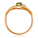 Кольцо из красного золота с фианитом, хризолитом