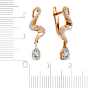 Серьги с английским замком из красного золота с фианитом