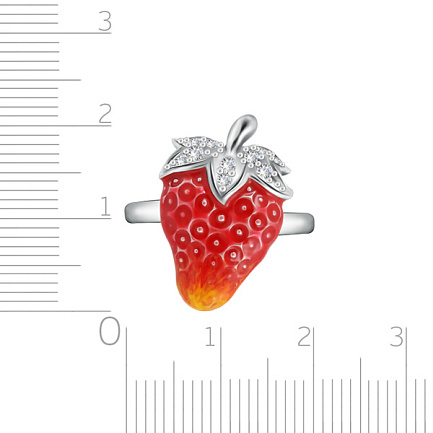 Кольцо из серебра с фианитом, эмалью