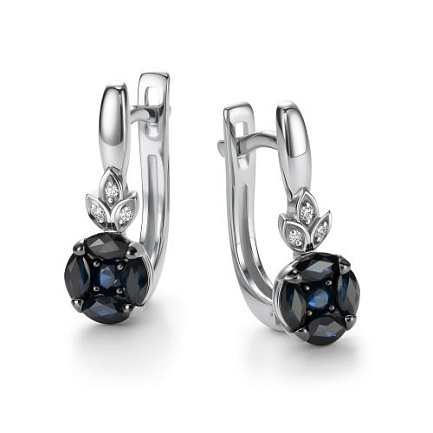 Серьги с английским замком из белого золота с бриллиантами