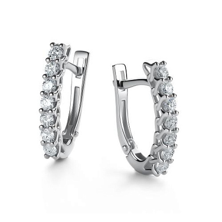 Серьги с английским замком из белого золота с бриллиантами