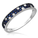 Кольцо из белого золота с бриллиантами, сапфирами