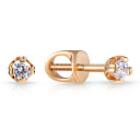 Пусеты из красного золота с фианитом