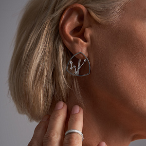 Серьги с английским замком из белого золота с бриллиантами