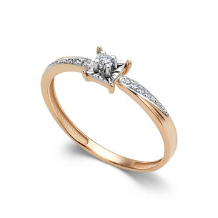 Кольцо из красного золота с бриллиантом