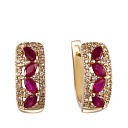 Серьги с английским замком из желтого золота с бриллиантами