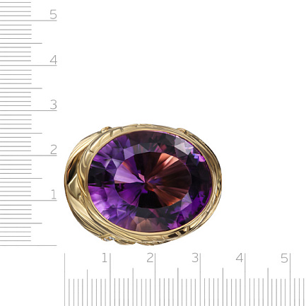 Кольцо из желтого золота с бриллиантами, аметистом