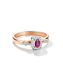 Кольцо из красного золота с бриллиантами, рубином