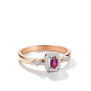 Кольцо из красного золота с бриллиантом