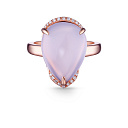 Кольцо из красного золота с бриллиантами, кварцем