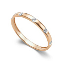 Кольцо обручальное из красного золота с бриллиантами