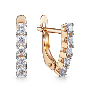 Серьги с английским замком из красного золота с бриллиантами