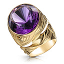 Кольцо из желтого золота с бриллиантами, аметистом