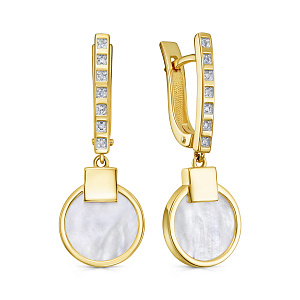 Серьги с английским замком из желтого золота