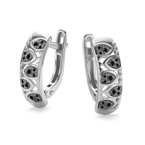 Серьги с английским замком из белого золота с бриллиантами