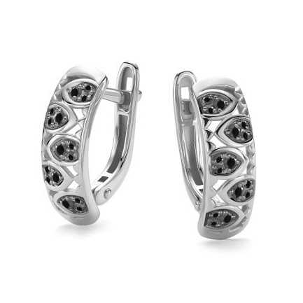 Серьги с английским замком из белого золота с бриллиантами