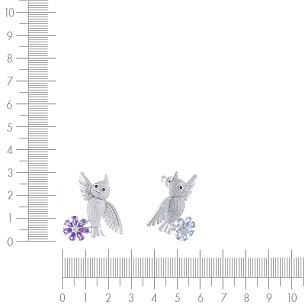 Пусеты из серебра с фианитом, стеклом