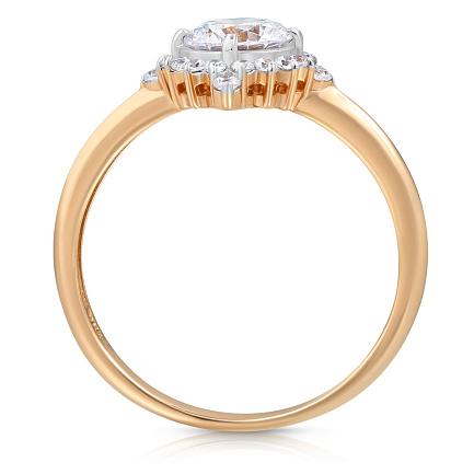 Кольцо из красного золота с фианитом