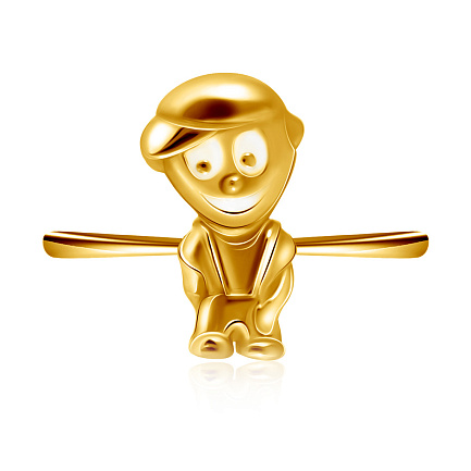 Кольцо детское из желтого золота с эмалью