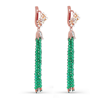 Серьги с английским замком из красного золота с бриллиантами