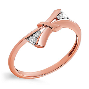 Кольцо из красного золота с бриллиантами