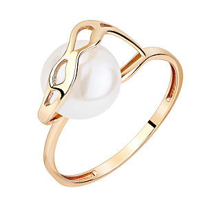 Кольцо из красного золота с жемчугом