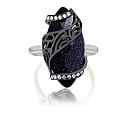 Кольцо из серебра с авантюрином, фианитами